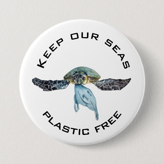 Behalt unsere glasfreie Aquarellschildkröte Button (Vorderseite)