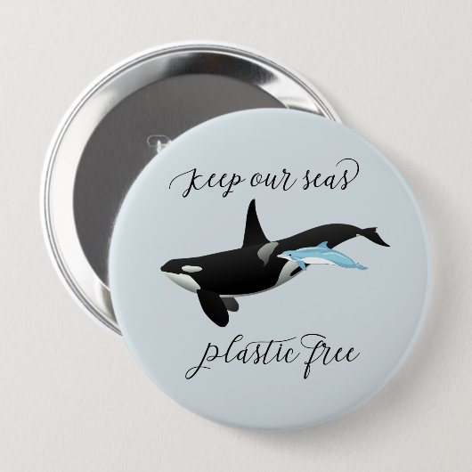 Behalt unseren Seen Plastikgratis-Delphin Killer W Button (Vorne & Hinten)