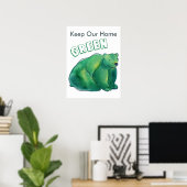 Behalt unseren Zuhause Green Round Bear Poster (Heimbüro)