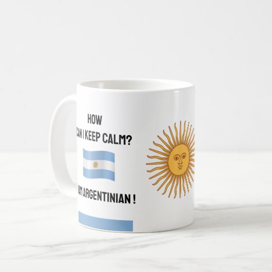 Behalt von Calm Argentina & Funny Text, argentinis Kaffeetasse (Vorderseite Links)