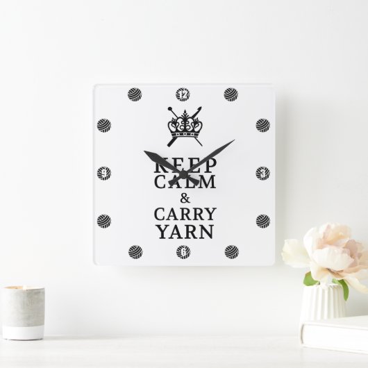 Behalt von Calm Carry Yarn CraftRoom Quadratische Wanduhr (Zuhause)