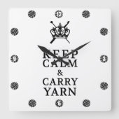 Behalt von Calm Carry Yarn CraftRoom Quadratische Wanduhr (Vorderseite)