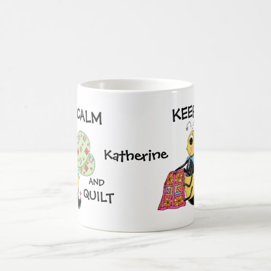 Behalt von Calm und Quilt Honey Bee Name Personali Kaffeetasse (Mittel)