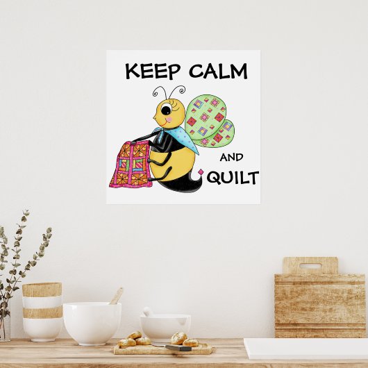 Behalt von Calm und Quilt Whimsy Honey Bee Art Poster (Küche)