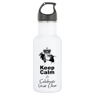 Behalt von Ruhe und Celebrate Goat Jahr Edelstahlflasche