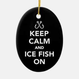 Behalt von Ruhe und Eisfisch beim Fischfang Keramik Ornament