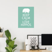 Behalt von Ruhe und Liebe Hippos Print Hippopotamu Poster (Heimbüro)
