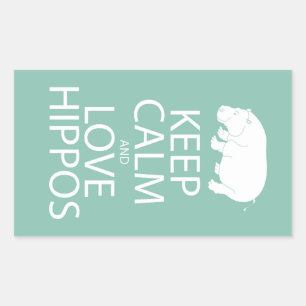 Behalt von Ruhe und Liebe Hippos Print Hippopotamu Rechteckiger Aufkleber