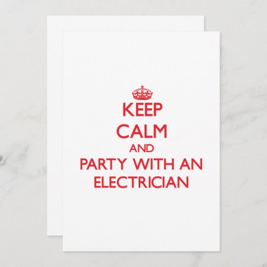 Behalt von Ruhe und Party mit einem Elektriker Einladung (Vorne/Hinten)