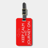 Behalt von Ruhe und Reise auf dem Gepäckanhänger (Vorderseite vertikal)