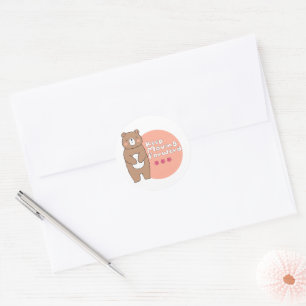 Behalt vorwärts Kawaii Happy Bären Pink & Braun Runder Aufkleber