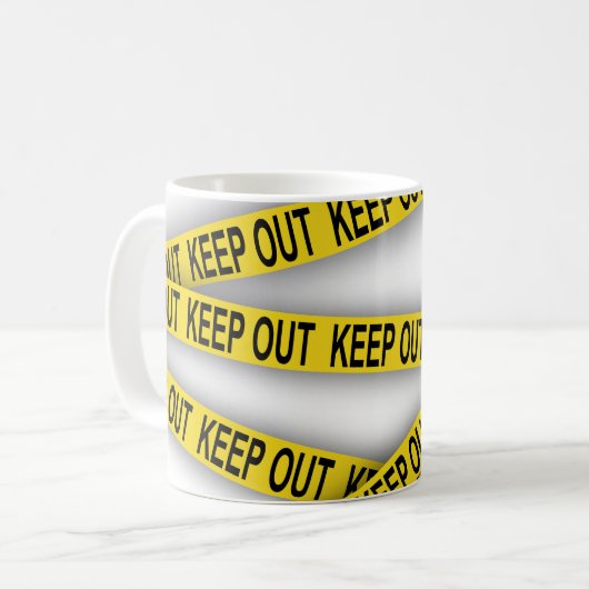 Behalt weg bleibe nicht überschreiten Polizei Band Kaffeetasse (Vorderseite Links)