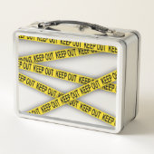 Behalt weg bleibe nicht überschreiten Polizei Band Metall Brotdose (Rückseite)