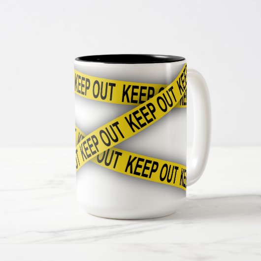 Behalt weg bleibe nicht überschreiten Polizei Band Zweifarbige Tasse (VorderseiteRechts)