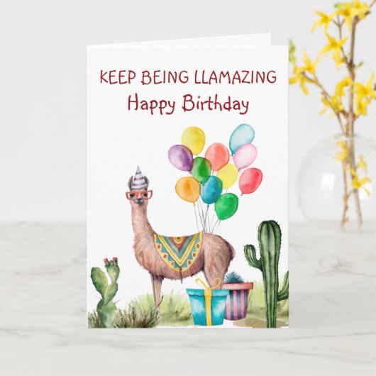 Behalt wird am Geburtstag Llamazing Karte (Gelbe Blume)