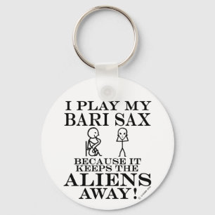 Behalte Außerirdischen Away Bari Sax Schlüsselanhänger