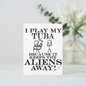 Behalte Außerirdischen Away Tuba Postkarte (Stehend Vorderseite)