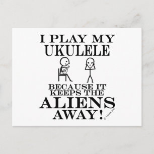 Behalte Außerirdischen Away Ukulele Postkarte
