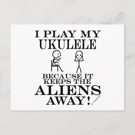Behalte Außerirdischen Away Ukulele Postkarte (Vorderseite)