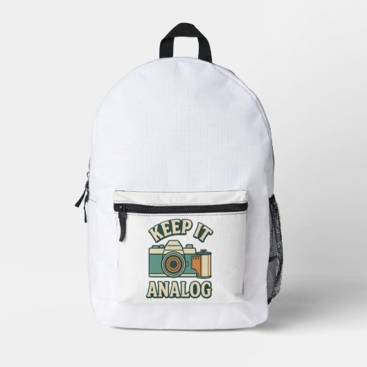 Behalte es analog bedruckter rucksack (Vorderseite)