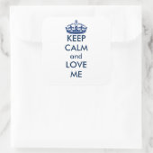 Behalte Ruhe und Liebe Me Square Personalisiert Quadratischer Aufkleber (Tasche)
