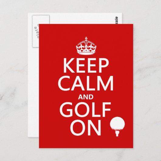 Behalten Ruhe und Golf On - in allen Farben erhält Postkarte (Vorne/Hinten)