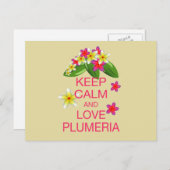 Behalten Ruhe und Liebe Plumeria Kunstdesign Postkarte (Vorne/Hinten)