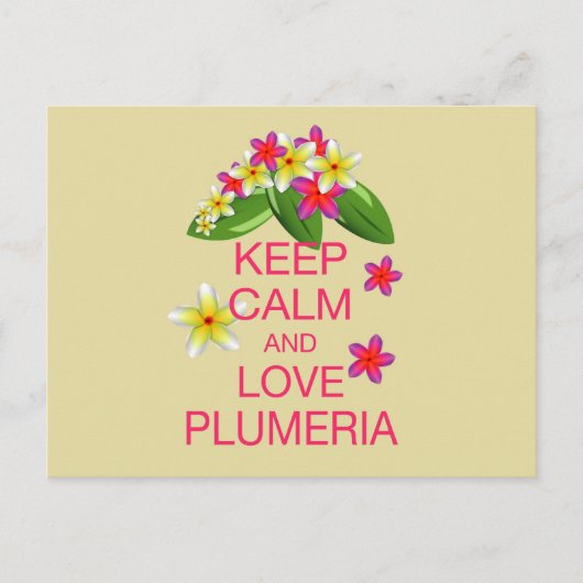 Behalten Ruhe und Liebe Plumeria Kunstdesign Postkarte (Vorderseite)