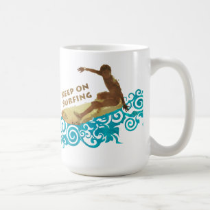 Behalten Sie auf dem Surfen, Grunge und Wellen fü Kaffeetasse