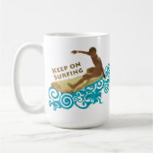 Behalten Sie auf dem Surfen, Grunge und Wellen für Kaffeetasse (Links)