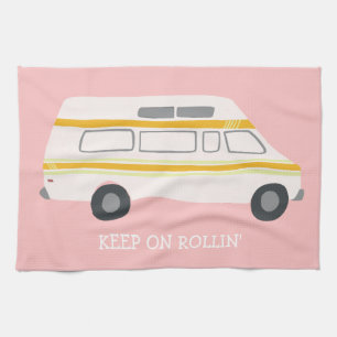 BEHALTEN Sie AUF ROLLIN Retro Campervan Motorhome Geschirrtuch