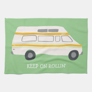 BEHALTEN Sie AUF ROLLIN Retro Campervan Motorhome Geschirrtuch