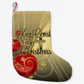 Behalten Sie Christus im Weihnachten, Gold/rotes Kleiner Weihnachtsstrumpf (Vorderseite)