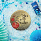 Behalten Sie Christus im Weihnachten, Gold/rotes Pappteller (Party)