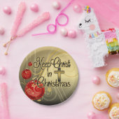 Behalten Sie Christus im Weihnachten, Gold/rotes Pappteller (Party)