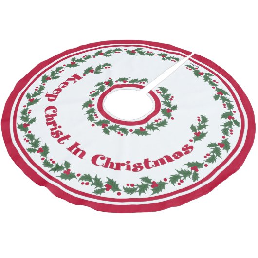 Behalten Sie Christus im Weihnachten Polyester Weihnachtsbaumdecke (Schrägansicht)