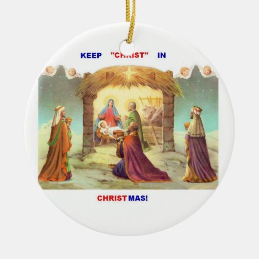 BEHALTEN SIE CHRISTUS IN DEN KERAMIK ORNAMENT (Vorne)