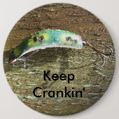 Behalten Sie Crankin alten Fischen-Köder Button (Vorderseite)