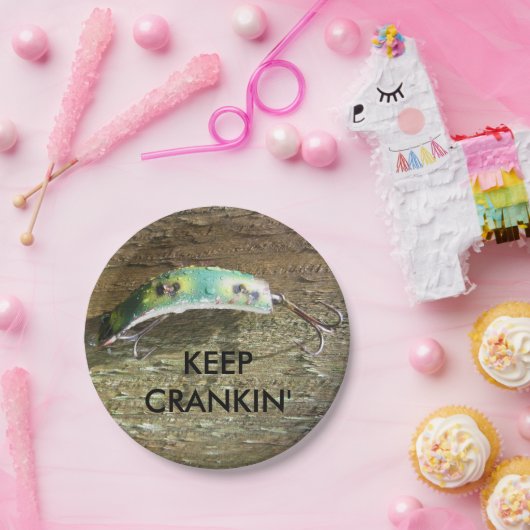 Behalten Sie Crankin alten Fischen-Köder Pappteller (Party)