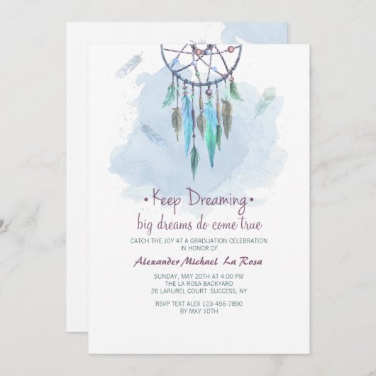 Behalten Sie das Träumen der Abschluss-Einladung Einladung (Vorne/Hinten)