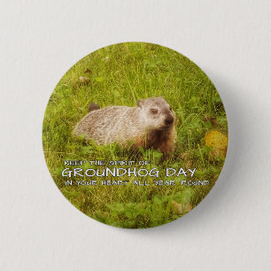 Behalten Sie den Geist des Groundhog Tagesknopfes Button