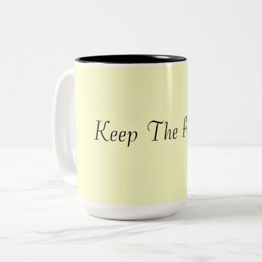 Behalten Sie den Glauben! Zweifarbige Tasse (Vorderseite Links)