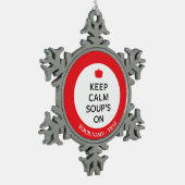 Behalten Sie der ruhigen Suppe an Schneeflocken Zinn-Ornament (Links)