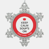 Behalten Sie der ruhigen Suppe an Schneeflocken Zinn-Ornament (Vorderseite)