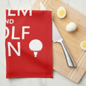 Behalten Sie die Ruhe und Golf an - verfügbar in Küchentuch (Viertel Falte)