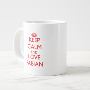 Behalten Sie die Ruhe und Liebe Fabian Jumbo-Tasse