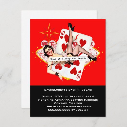 Behalten Sie es nobles Las Vegas Bachelorette Einladung (Vorne/Hinten)