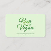 Behalten Sie es veganes glückliches Zitat-Geschäft Visitenkarte (Rückseite)