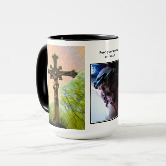 Behalten Sie Ihre Augen auf Jesus-Tasse Tasse (Vorderseite Links)