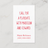 Behalten Sie im Touch-Panda Playdate Telefonnummerkarte (Rückseite)